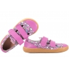 MAZUREK SLIPPER PINK BAREFOOT SKÓRZANO-TEKSTYLNE PÓŁBUTY DZIEWCZĘCE KAPCIE