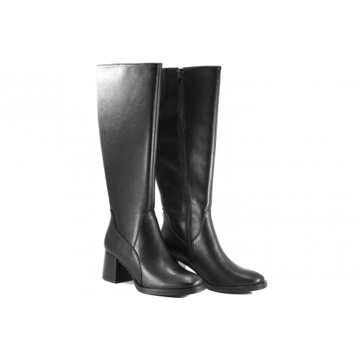 SERGIO LEONE KZ231-S KOZAKI WYSOKIE DAMSKIE NA OBCASIE SKÓRA czarne