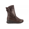 AXEL 4498 KOZACZKI DAMSKIE ZIMOWE NA KOTURNIE BOTKI OCIEPLANE SKÓRA brązowe