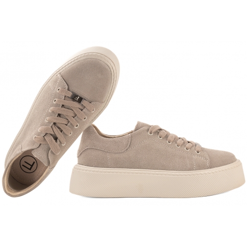 FILIPPO DP6119 PÓŁBUTY DAMSKIE SNEAKERSY NA PLATFORMIE SKÓRZANE taupe