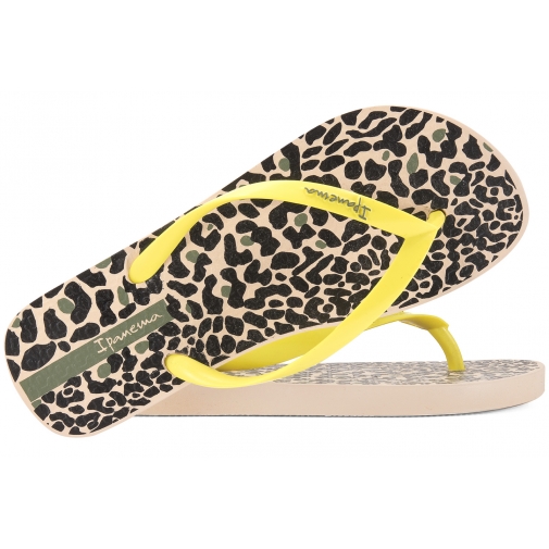 IPANEMA 82881-21526 ANIMAL PRINT JAPONKI DAMSKIE KLAPKI cytrynowe