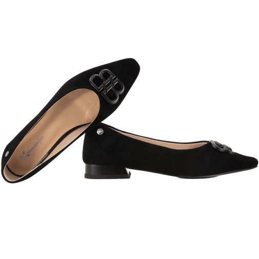 MACIEJKA K6806-01 BALERINKI DAMSKIE PÓŁBUTY BALERINY ZAMSZOWE SKÓRA czarne