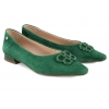 MACIEJKA K6806-09 BALERINKI DAMSKIE PÓŁBUTY BALERINY ZAMSZOWE SKÓRA zielone