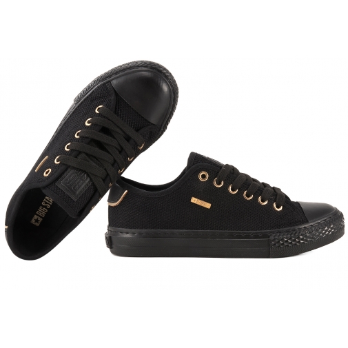 BIG STAR RR274765 PÓŁTRAMPKI DAMSKIE TENISÓWKI TEKSTYLNE TRAMPKI czarne
