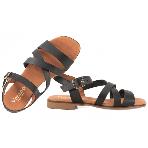VERANO 3061 SANDAŁY DAMSKIE HISZPAŃSKIE SKÓRZANE czarne