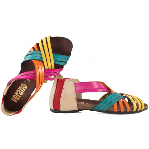VERANO 1204 HISZPAŃSKIE SANDAŁY DAMSKIE SKÓRA multikolor