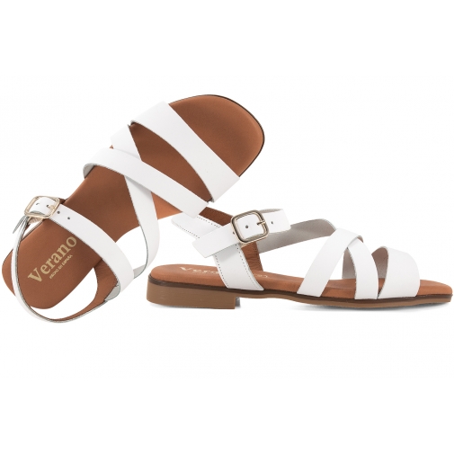 VERANO 3061 SANDAŁY DAMSKIE HISZPAŃSKIE SKÓRZANE białe