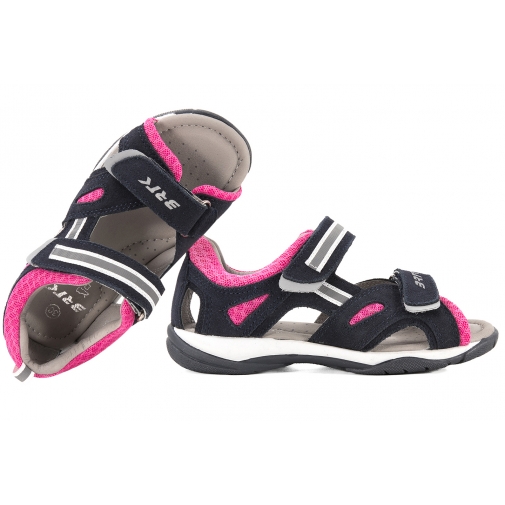 BARTEK 8441465 SANDAŁKI DZIEWCZĘCE SANDAŁY SKÓRZANE granat/róż