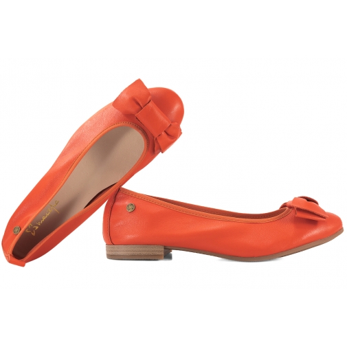MACIEJKA P6802-18/00-0 BALERINKI DAMSKIE PÓŁBUTY BALERINY SKÓRZANE pomarańczowe