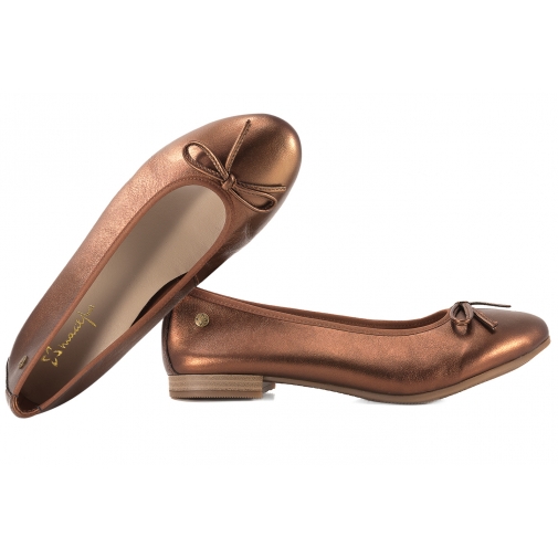 MACIEJKA P6800-02/00-0 BALERINKI DAMSKIE PÓŁBUTY BALERINY SKÓRZANE miedziany brąz