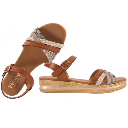 VERANO 14633 SANDAŁY DAMSKIE HISZPAŃSKIE NA KOTURNIE SKÓRZANE