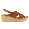 VERANO 45529 SANDAŁY DAMSKIE HISZPAŃSKIE NA KOTURNIE SKÓRZANE rude