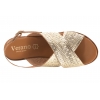 VERANO 45529 SANDAŁY DAMSKIE HISZPAŃSKIE NA KOTURNIE SKÓRZANE złote