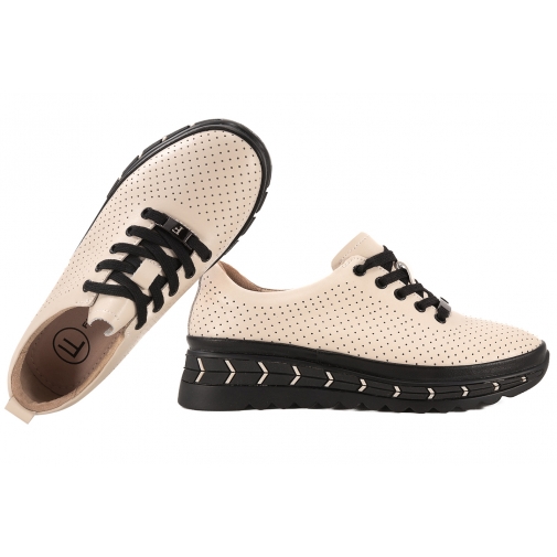 FILIPPO DP6800 PÓŁBUTY DAMSKIE SNEAKERSY NA PLATFORMIE SKÓRZANE beżowe