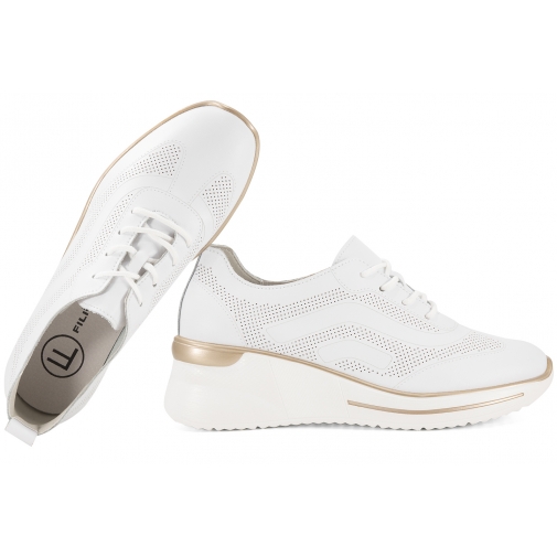 FILIPPO DP6720 PÓŁBUTY DAMSKIE SNEAKERSY KOTURN NA PLATFORMIE SKÓRZANE białe