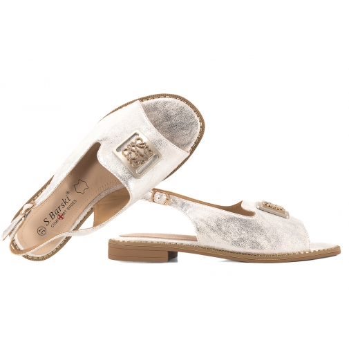 S.BARSKI KV51-082 SANDAŁY DAMSKIE PŁASKIE srebrne
