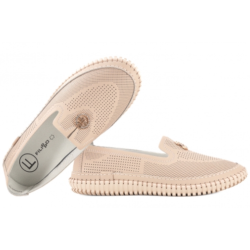 FILIPPO DP6838 AŻUROWE MOKASYNY DAMSKIE PÓŁBUTY SKÓRZANE beżowe