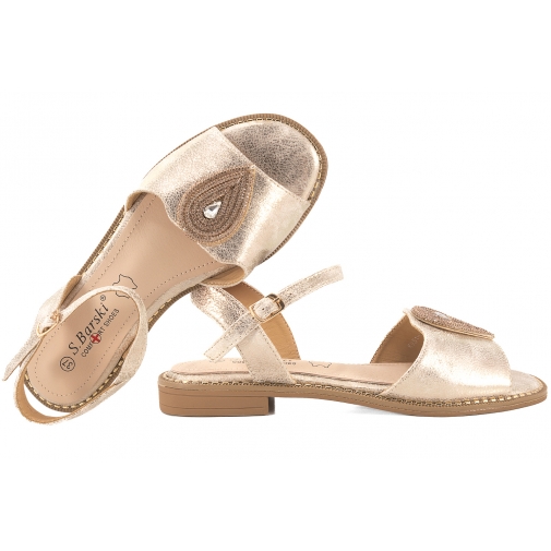 S.BARSKI KV51-098 SANDAŁY DAMSKIE PŁASKIE złote