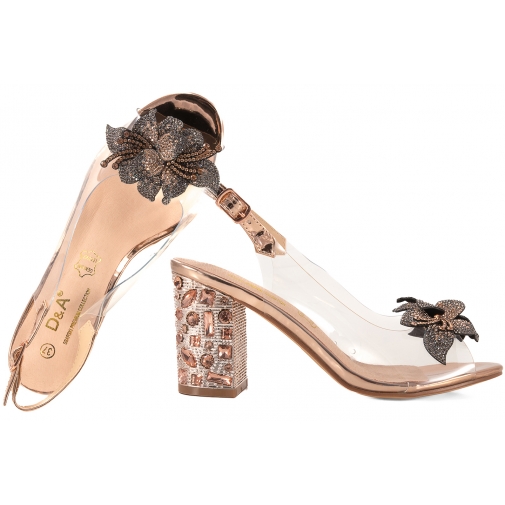 D&A S.BARSKI MR51-704 SANDAŁY DAMSKIE ŻELOWE TRANSPARENTNE CZÓŁENKA NA OBCASIE