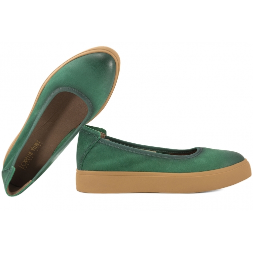LORETTA VITALE W1403 BALERINY SKÓRZANE DAMSKIE PÓŁBUTY zielone