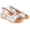 POLLONUS 0920 SANDAŁY DAMSKIE KOMFORT KOTURN PU biały kwiaty