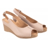 POLLONUS 0824 SANDAŁY DAMSKIE NA KOTURNIE SKÓRZANE beżowe