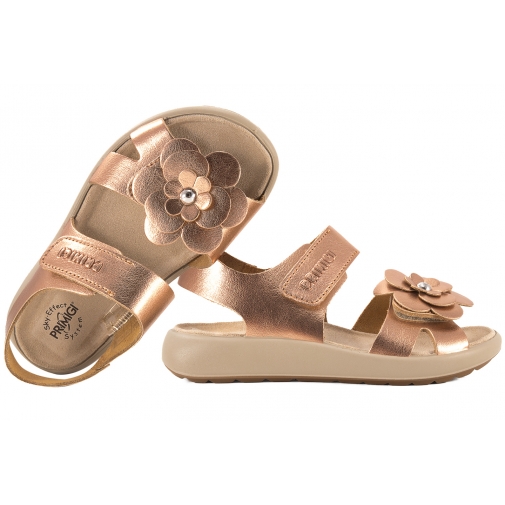 PRIMIGI 7898622 SANDAŁKI DZIEWCZĘCE SANDAŁY SKÓRZANE NA RZEPY miedziane
