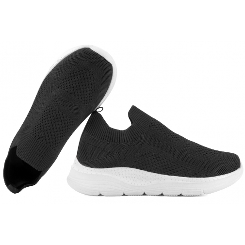 ATLETICO XY-18703 BUTY SPORTOWE SNEAKERSY DAMSKIE WSUWKI PU czarne