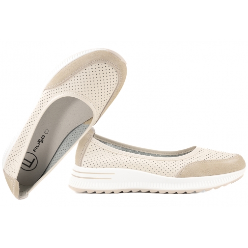FILIPPO DP6134 AŻUROWE BALERINY SPORTOWE DAMSKIE PÓŁBUTY NA PLATFORMIE SKÓRA