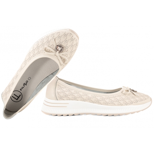 FILIPPO DP6718 AŻUROWE BALERINY SPORTOWE DAMSKIE PÓŁBUTY NA PLATFORMIE SKÓRA