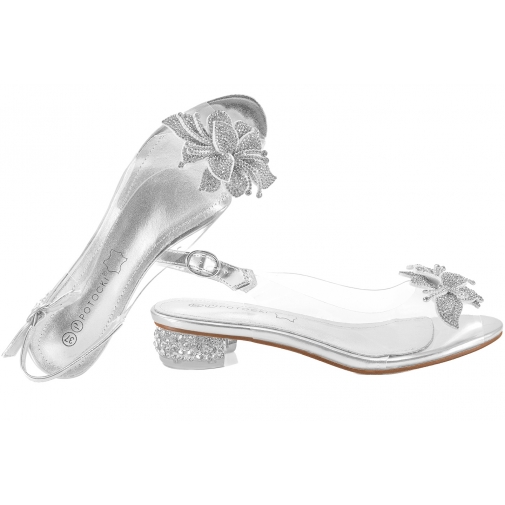 POTOCKI 25-43311SL SANDAŁY DAMSKIE TRANSPARENTNE ŻELOWE BALERINKI srebrne