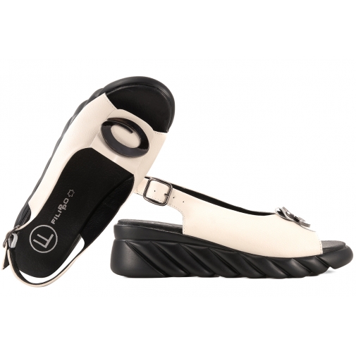 FILIPPO DS7011 SANDAŁY DAMSKIE NA PLATFORMIE SKÓRZANE beżowe