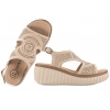 FILIPPO DS6819 AŻUROWE SANDAŁY DAMSKIE NA PLATFORMIE SKÓRZANE beżowe