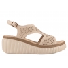 FILIPPO DS6819 AŻUROWE SANDAŁY DAMSKIE NA PLATFORMIE SKÓRZANE beżowe