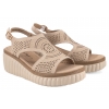 FILIPPO DS6819 AŻUROWE SANDAŁY DAMSKIE NA PLATFORMIE SKÓRZANE beżowe
