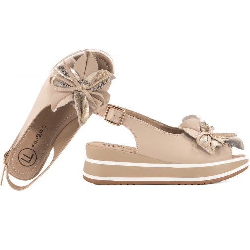 FILIPPO DS7045 SANDAŁY DAMSKIE NA PLATFORMIE SKÓRZANE beżowe