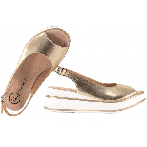 FILIPPO DS6153 SANDAŁY DAMSKIE NA PLATFORMIE SKÓRZANE złote