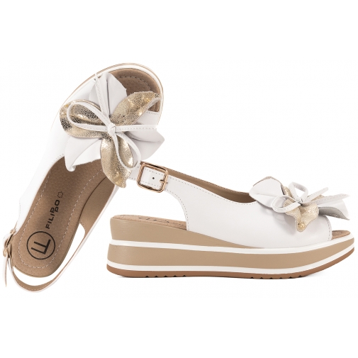 FILIPPO DS7045 SANDAŁY DAMSKIE NA PLATFORMIE SKÓRZANE białe