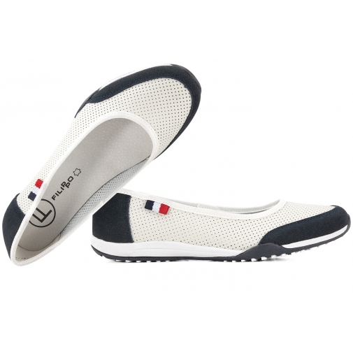 FILIPPO DP142 PÓŁBUTY DAMSKIE BALERINY SPORTOWE WSUWKI AŻUROWE SKÓRA białe