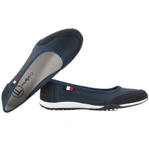 FILIPPO DP142 PÓŁBUTY DAMSKIE BALERINY SPORTOWE WSUWKI AŻUROWE SKÓRA granatowe