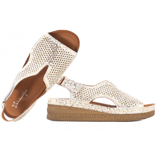 MACIEJKA L4494-35 SANDAŁY DAMSKIE KOMFORT KOTURN RZEP PU srebrny