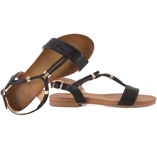 S.BARSKI KV51-120 SANDAŁY DAMSKIE PŁASKIE black