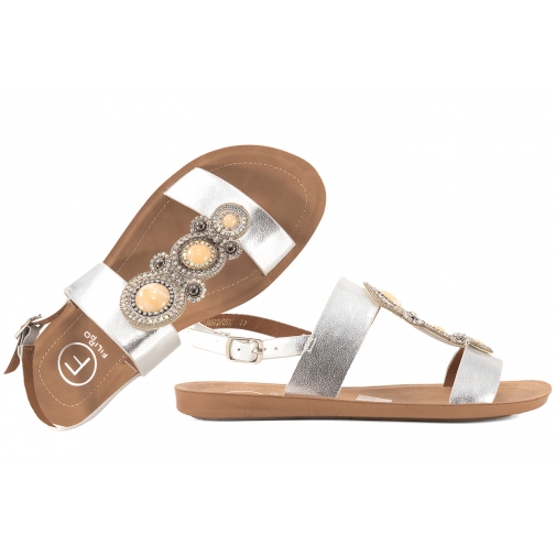 FILIPPO DS6882 SANDAŁY DAMSKIE PŁASKIE srebrne