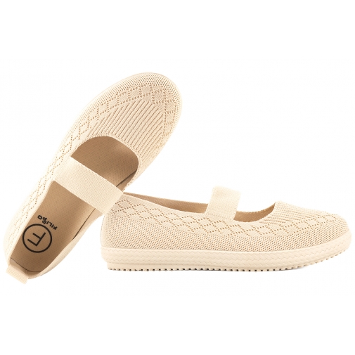 FILIPPO DTN7084 BALERINY TEKSTYLNE TENISÓWKI AŻUROWE DAMSKIE WSUWKI beżowe