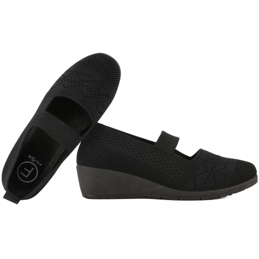 FILIPPO DTN7085 PÓŁBUTY TEKSTYLNE TENISÓWKI DAMSKIE NA KOTURNIE WSUWKI czarne