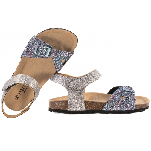 LA AZARIA 3505C07 SANDAŁKI DZIEWCZĘCE PROFILOWANE SANDAŁY FUSBETY srebrne