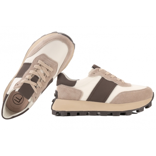 FILIPPO DP6498 PÓŁBUTY SPORTOWE DAMSKIE SNEAKERSY NA PLATFORMIE SKÓRZANE beżowe