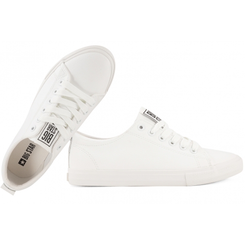 BIG STAR JJ274311 PÓŁTRAMPKI DAMSKIE TENISÓWKI SNEAKERSY PÓŁBUTY EKO białe