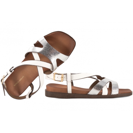 SERGIO LEONE SK073H SANDAŁY DAMSKIE PŁASKIE EKO białe