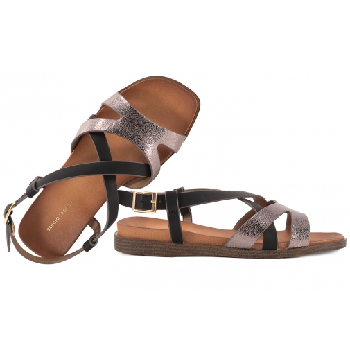 SERGIO LEONE SK073H SANDAŁY DAMSKIE PŁASKIE EKO czarne